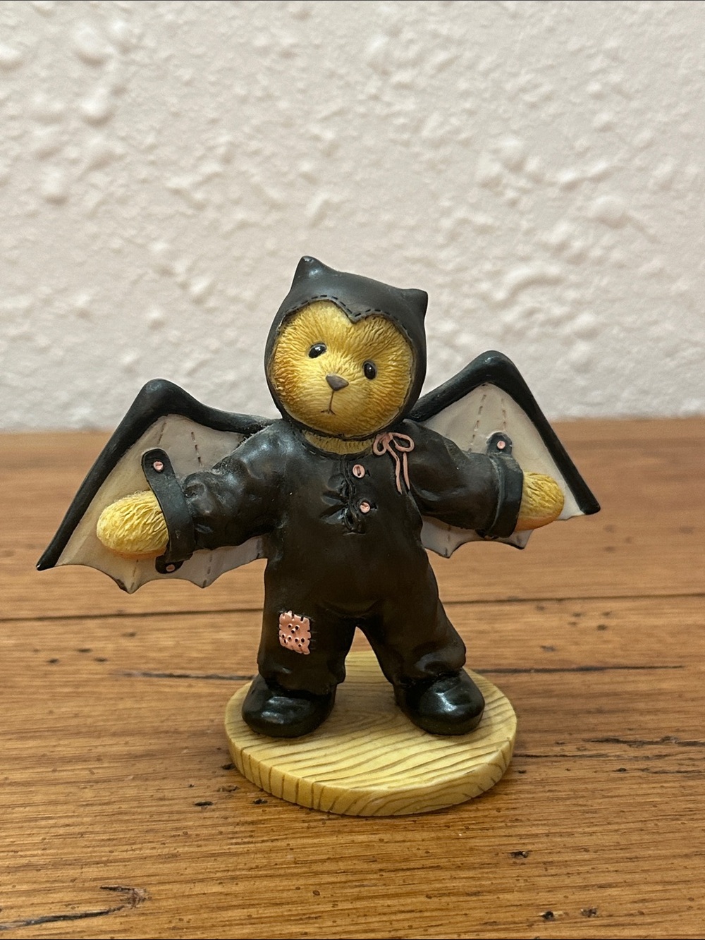 Cherished Teddies Black and Yellow Bear in Bat Costume Figurine